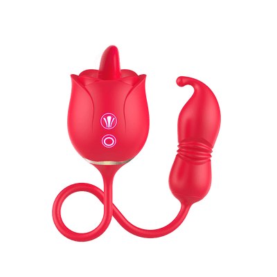 Tongue Licking and Thrusting G-Spot Massager Rose Sex Toy