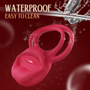 2 in 1 Tongue Clicking Stimulation Vibrating Egg and Double Cock Ring - Sohimi