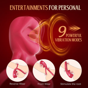 2 in 1 Tongue Clicking Stimulation Vibrating Egg and Double Cock Ring - Sohimi