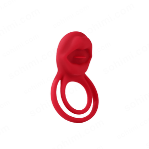 Red silicone ring with a unique design on a green background with 'sohimi.com' text.