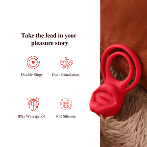 2 in 1 Tongue Clicking Stimulation Vibrating Egg and Double Cock Ring - Sohimi