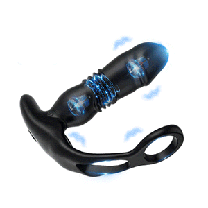 Dual Cock Ring Powerful Thrusting & Vibration Butt Plug