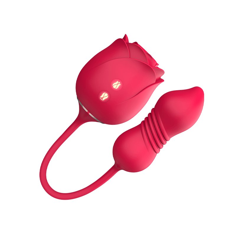 rose.sex.toy Thrusting Dildo with Rose Suction Vibrator