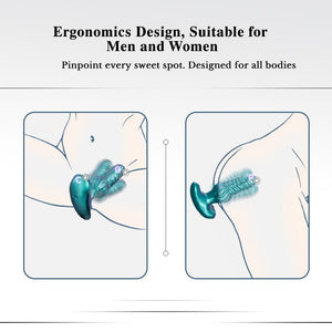 Ergonomic product design suitable for men and women, with text indicating suitability for all bodies.