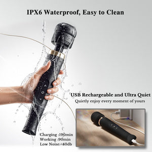 Wand massager shown in water with IPX6 waterproof feature