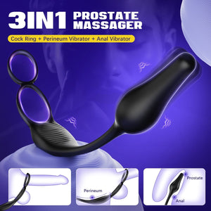 ARCHIE 3 in 1 Prostate Massager Butt Plug with Double Ring - Sohimi