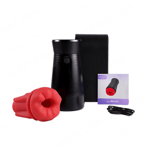 Black and red product set with packaging on a green background with 'sohimi.com' text.