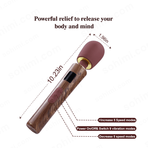 JUPITER|Wood - textured Cordless Rechargeable Handheld Wand Massager - Sohimi