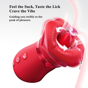 Tongue-style clitoral stimulator showing licking and suction-style contact