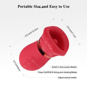 Portable size guide for red tongue licking vibrator