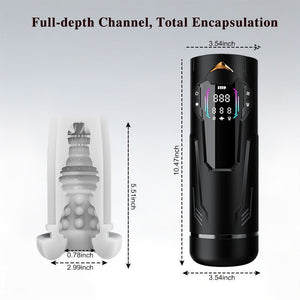 Size guide for black 3-in-1 automatic masturbator