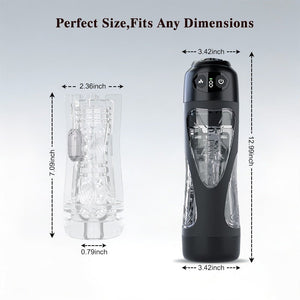 Size guide for black transparent male masturbator