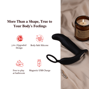 SBD|Thrusting & Vibrating Anal Vibrator Butt Plug with Cock Ring - Sohimi