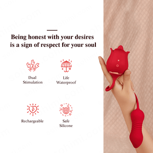 SKYLAR | Clitoral G-Spot Stimulator Rose Toy with Tongue - Sohimi