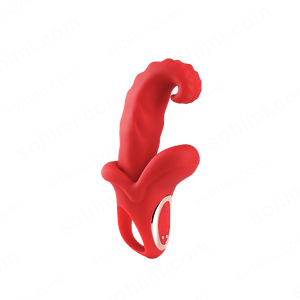 Red tongue vibe with a white center on a green background with 'sohimi.com' text.