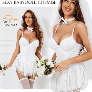Women's 4 Pieces Sexy Lace Lingerie Babydoll Sets with Bow Tie - Sohimi