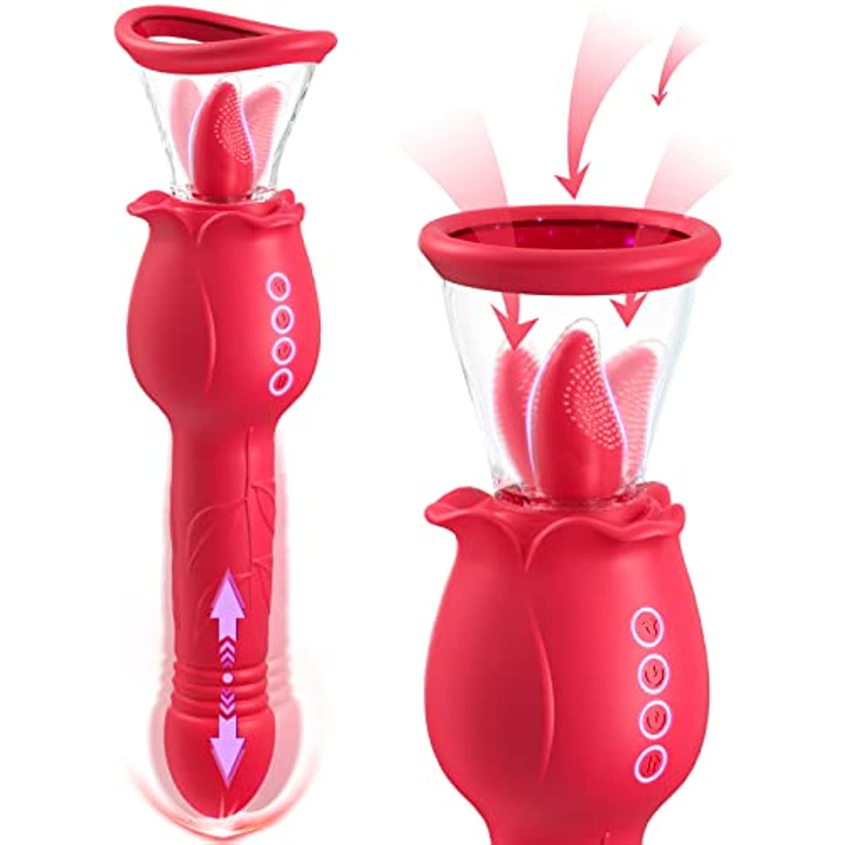 4 in 1 Rose Sucking and Thrusting Clitoral Stimulator with 2 Cups Sohimi picture
