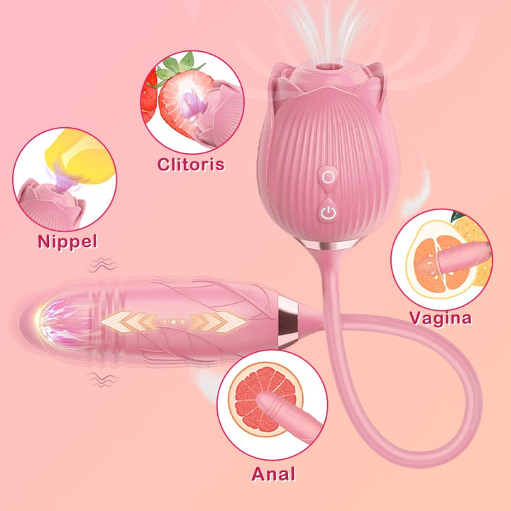 3 in 1 Rose Sex Stimulator for woman with 10 Tapping Modes