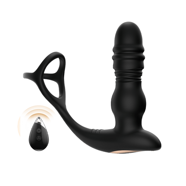 3 in 1 Thrusting and Vibrating Prostate Stimulation Anal Toy with Cock Ring