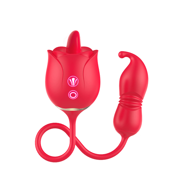 Tongue Licking and Thrusting G-Spot Massager Rose Sex Toy