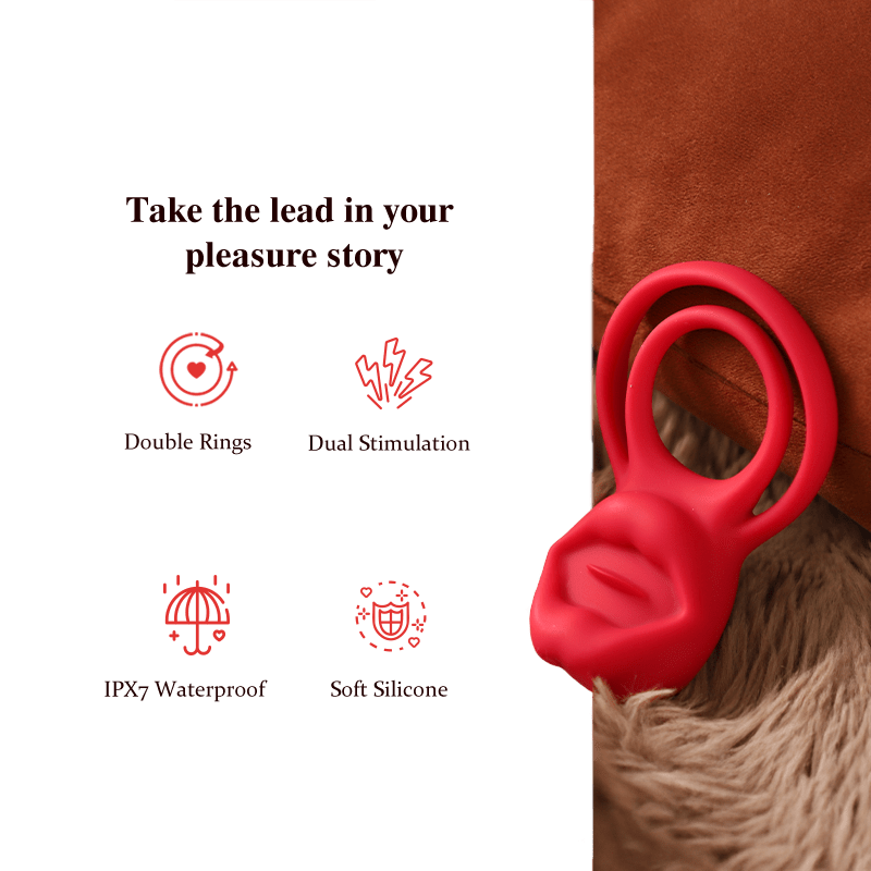 2 in 1 Tongue Clicking Stimulation Vibrating Egg and Double Cock Ring - Sohimi