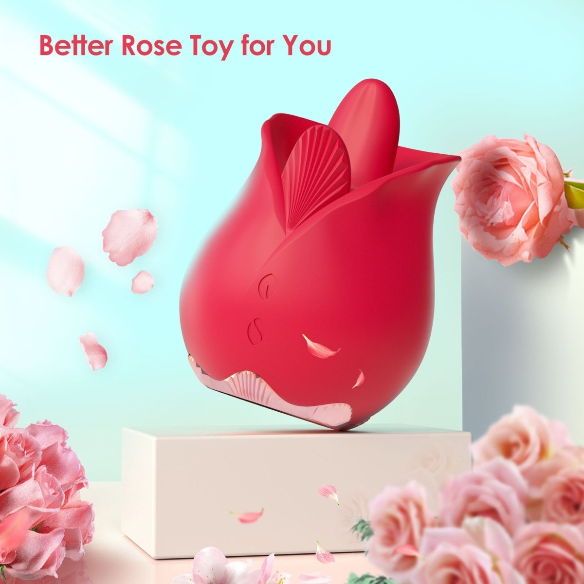 2 in 1 Vibrating and Licking Rose Clit Vibrator - Sohimi