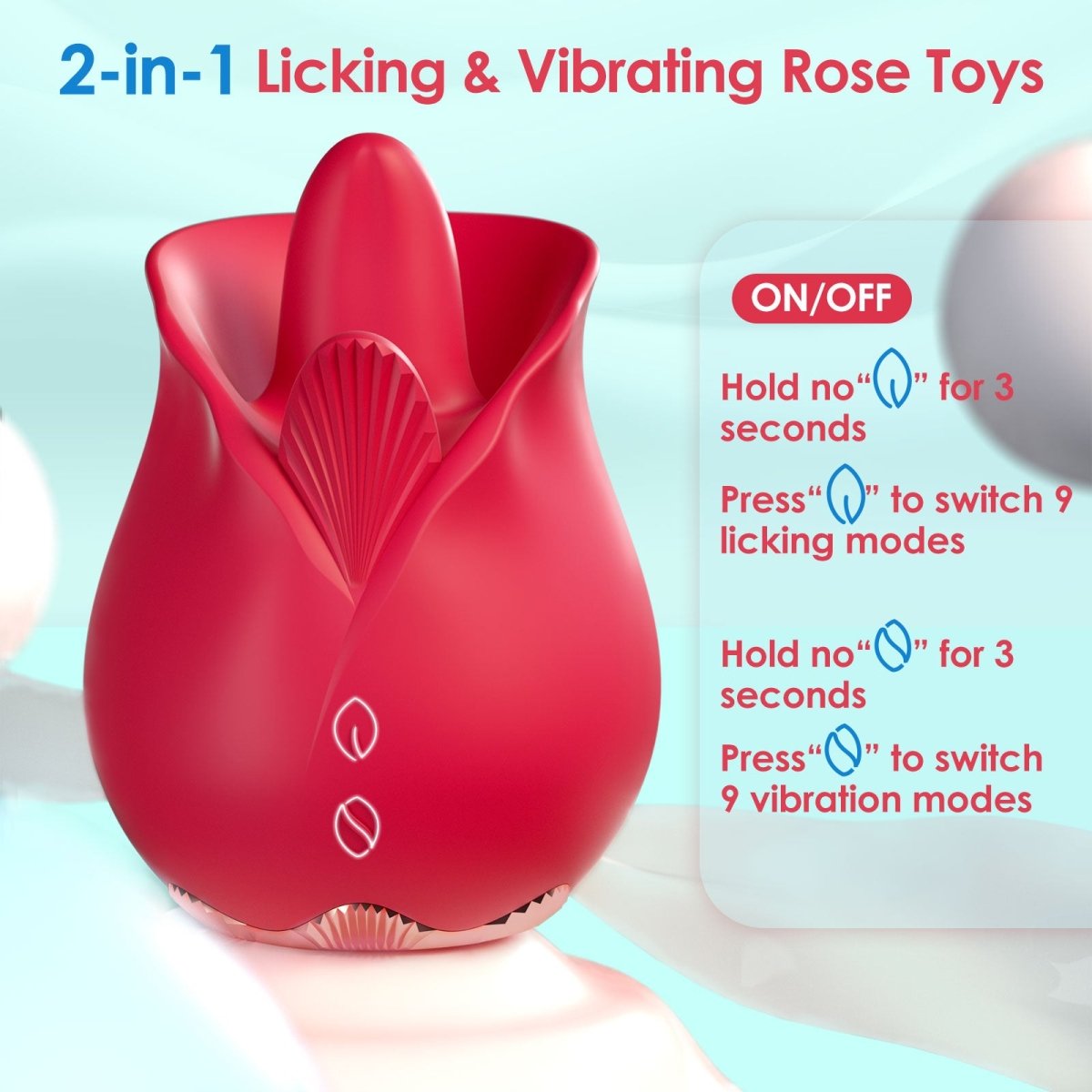 2 in 1 Vibrating and Licking Rose Clit Vibrator - Sohimi