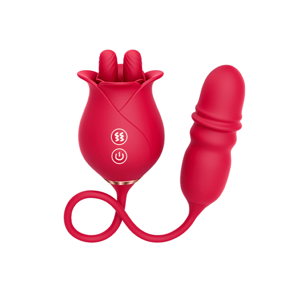 3 in1 Dual Tongue Licking Stimulation Insertable Rose Toy