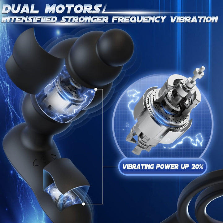 3 in 1 Anal Beads Prostate Massager Dual Cock Rings Anal Vibrator Toy - Sohimi