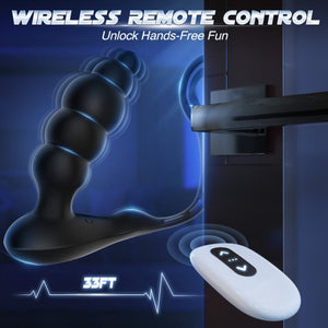 3 in 1 Anal Beads Prostate Massager Dual Cock Rings Anal Vibrator Toy - Sohimi