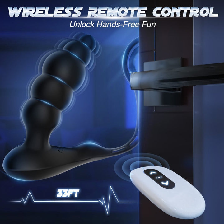 3 in 1 Anal Beads Prostate Massager Dual Cock Rings Anal Vibrator Toy - Sohimi