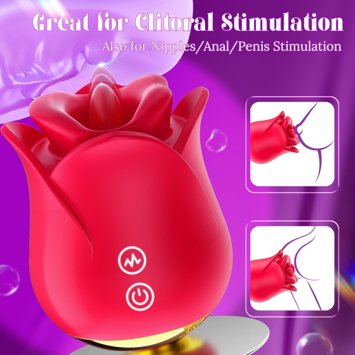 3 in 1 Lip Kissing and Tongue Tapping Rose Vibrator for Female - Sohimi