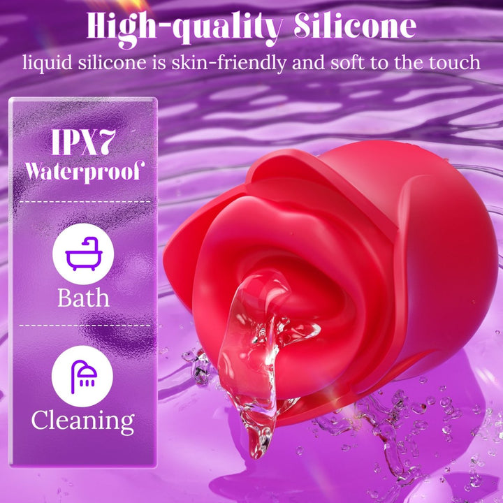 3 in 1 Lip Kissing and Tongue Tapping Rose Vibrator for Female - Sohimi