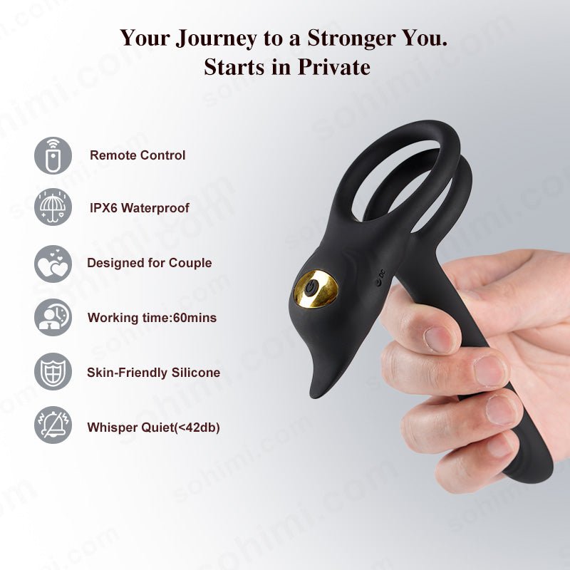 3 in 1 Multifunctional Penis Cock Ring with 10 Vibrating Modes - Sohimi