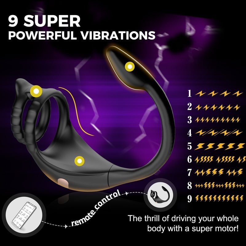 3 in 1 Penis Cock Ring with Multi Stimulations Butt Plug - Sohimi