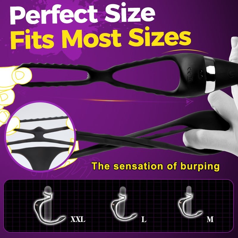 3 in 1 Penis Cock Ring with Multi Stimulations Butt Plug - Sohimi
