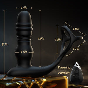 3 in 1 Thrusting and Vibrating Prostate Stimulation Anal Toy with Cock Ring - Sohimi