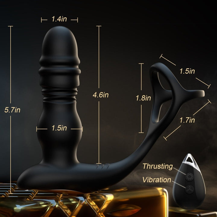 3 in 1 Thrusting and Vibrating Prostate Stimulation Anal Toy with Cock Ring - Sohimi