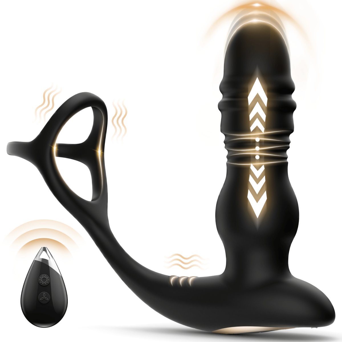 3 in 1 Thrusting and Vibrating Prostate Stimulation Anal Toy with Cock Ring - Sohimi