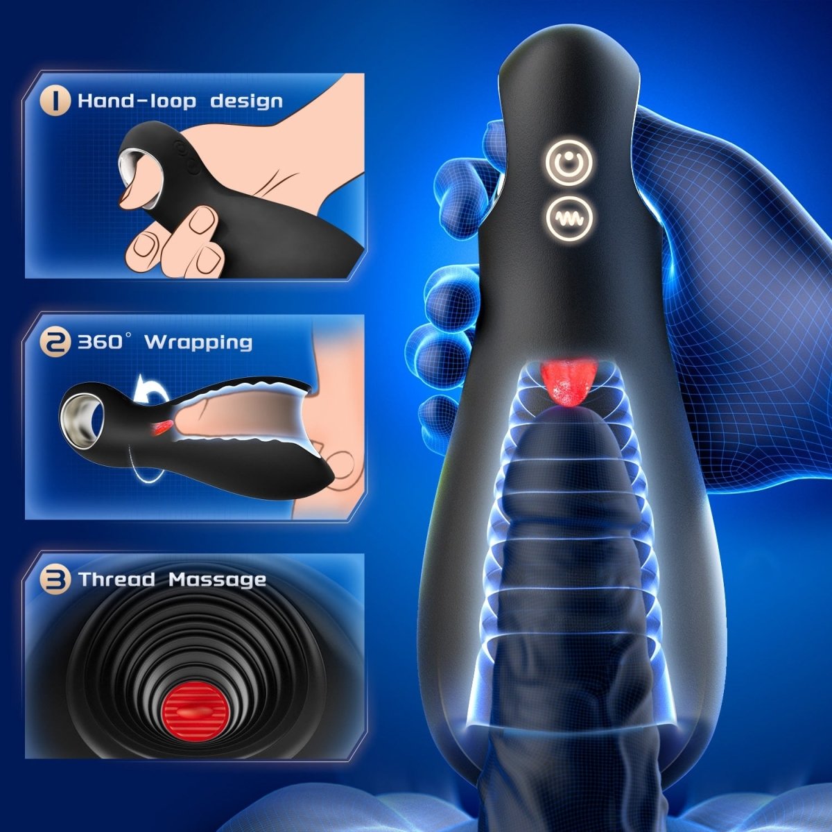3 in 1 Vibrating and Tongue Licking masturbator Men Sex Toy - Sohimi