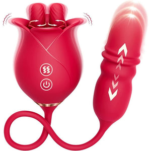 3 in1 Dual Tongue Licking Stimulation Insertable Rose Toy - Sohimi