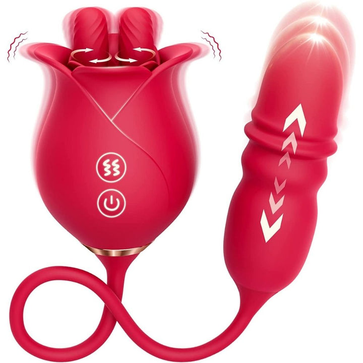 3 in1 Dual Tongue Licking Stimulation Insertable Rose Toy - Sohimi