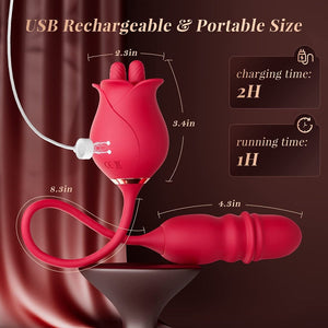 3 in1 Dual Tongue Licking Stimulation Insertable Rose Toy - Sohimi