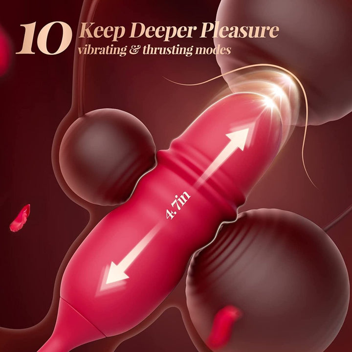 3 in1 Dual Tongue Licking Stimulation Insertable Rose Toy - Sohimi