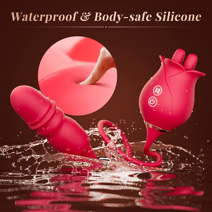 3 in1 Dual Tongue Licking Stimulation Insertable Rose Toy - Sohimi