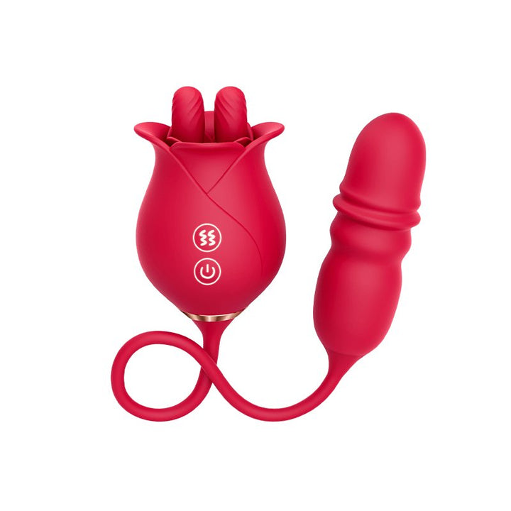 3 in1 Dual Tongue Licking Stimulation Insertable Rose Toy - Sohimi