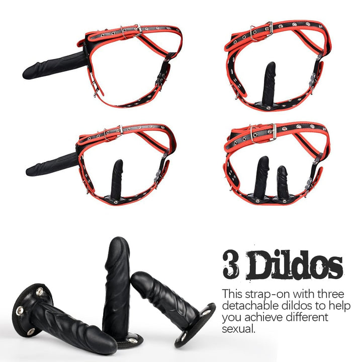 3 Removeable Silicone Double Sided Strapon Dildo with Harness Belt SM - Sohimi