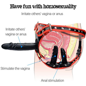 3 Removeable Silicone Double Sided Strapon Dildo with Harness Belt SM - Sohimi