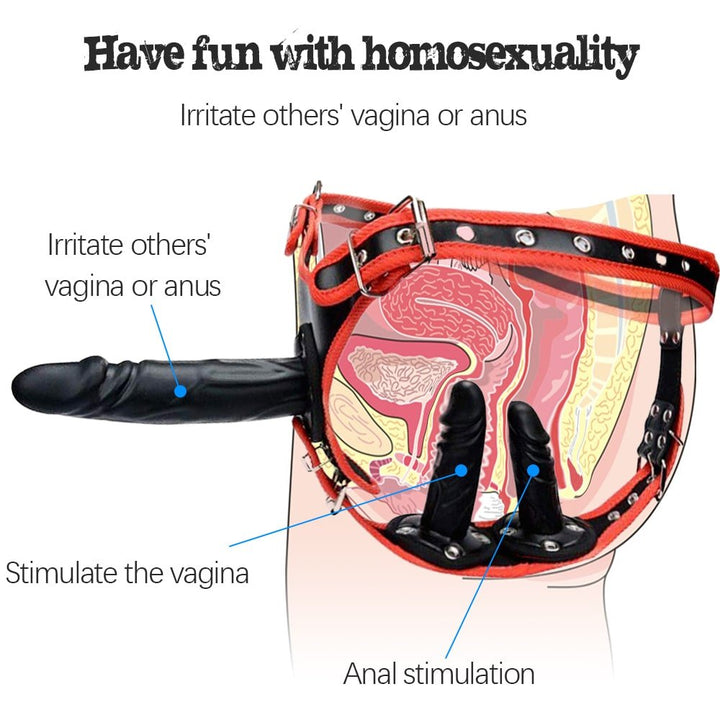 3 Removeable Silicone Double Sided Strapon Dildo with Harness Belt SM - Sohimi
