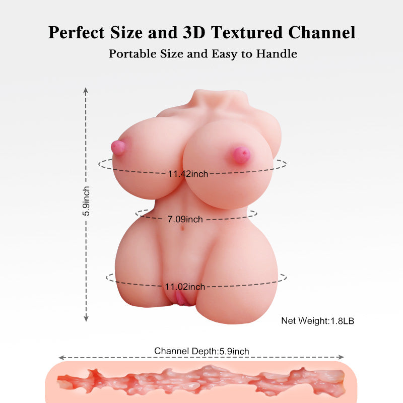 Product with measurements and text about size and texture on a white background